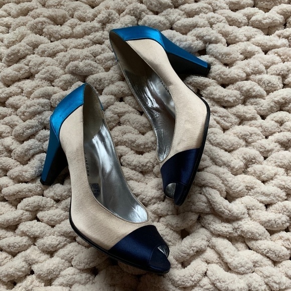 Marc Jacobs Color Block Peep Toe Classic Pumps 38 - Picture 1 of 8
